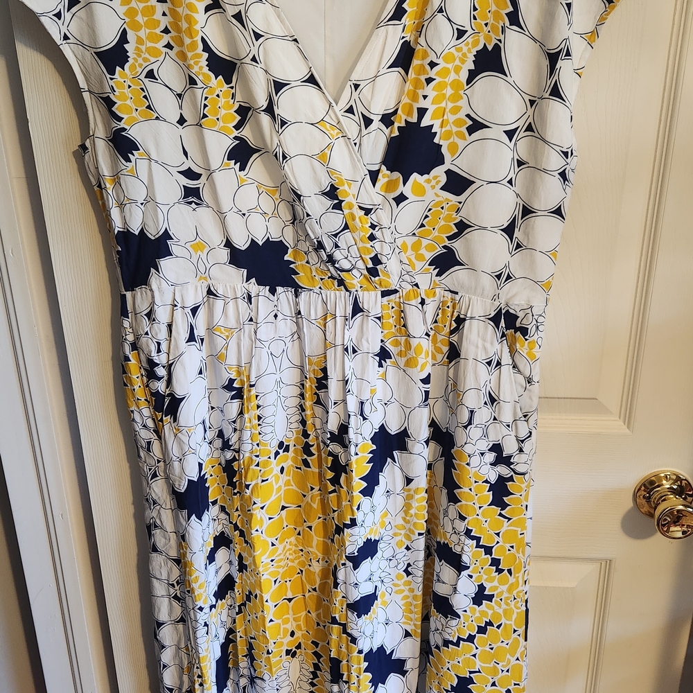 Floral V-Neck Maxi Dress - Yellow, White, and Blue